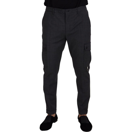 Dolce & Gabbana Gray Checked Cargo Trousers Stretch Pants PAN73255- 48