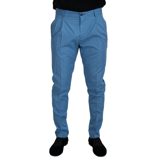 Dolce & Gabbana Blue Cotton Silk Trousers Chinos Pants PAN73259- 26
