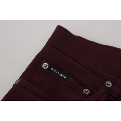 Dolce & Gabbana Bordeaux Cotton Stretch GOLD Denim Jeans