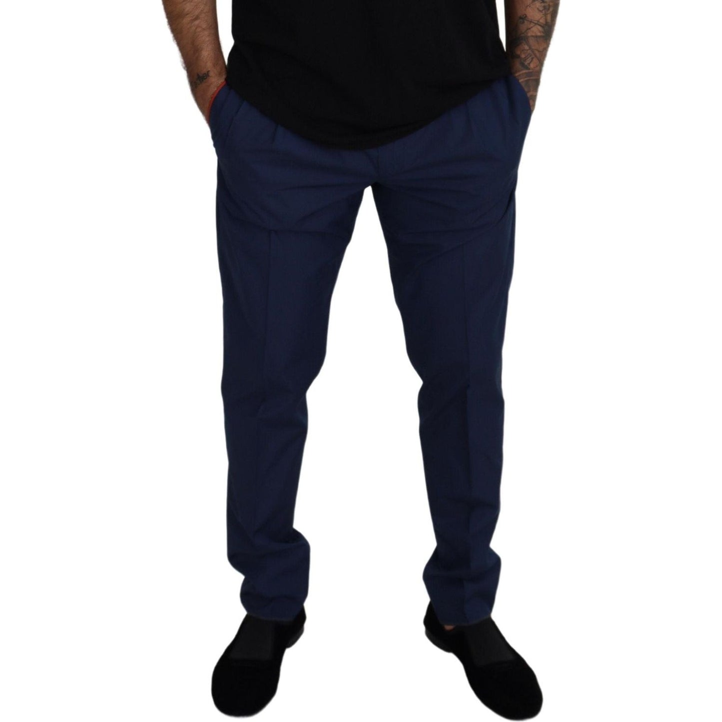 Dolce & Gabbana Blue Cotton Silk Trousers Chinos Pants PAN73279- 52