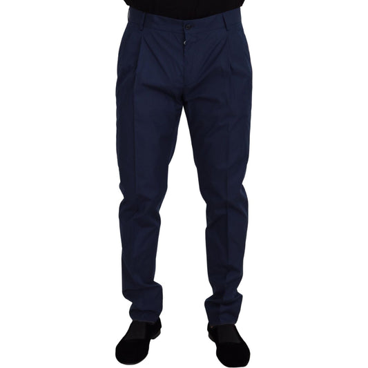 Dolce & Gabbana Blue Cotton Silk Trousers Chinos Pants PAN73279- 52
