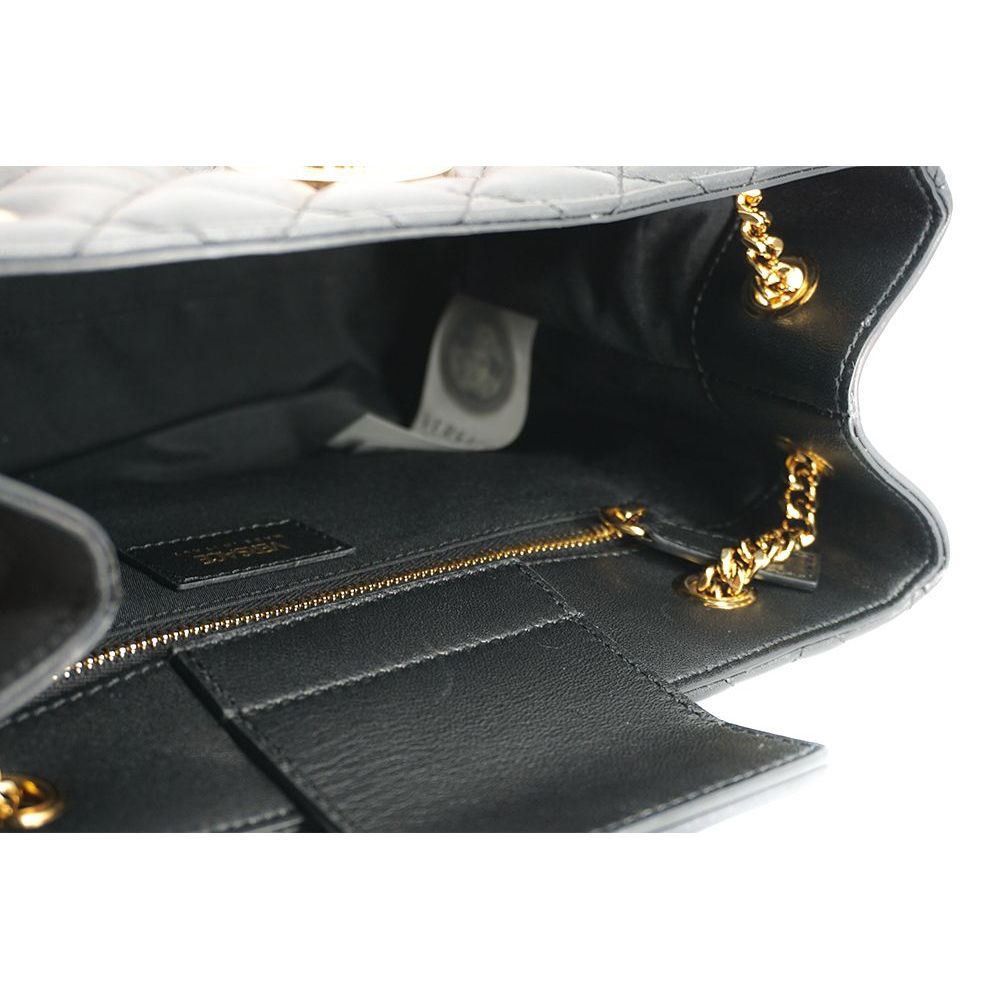 Versace Black Quilted Nappa Leather Medusa Tote Handbag
