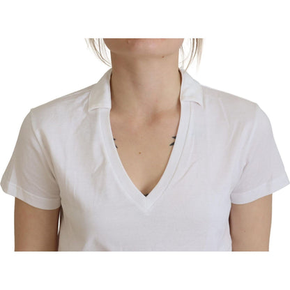 Dolce & Gabbana White Short Sleeve V-neck Cotton Top Blouse T-shirt