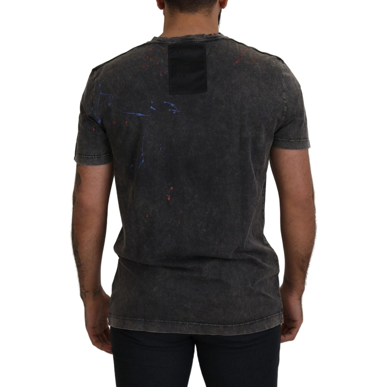 带有变色 DG 徽标的灰色棉质 T 恤