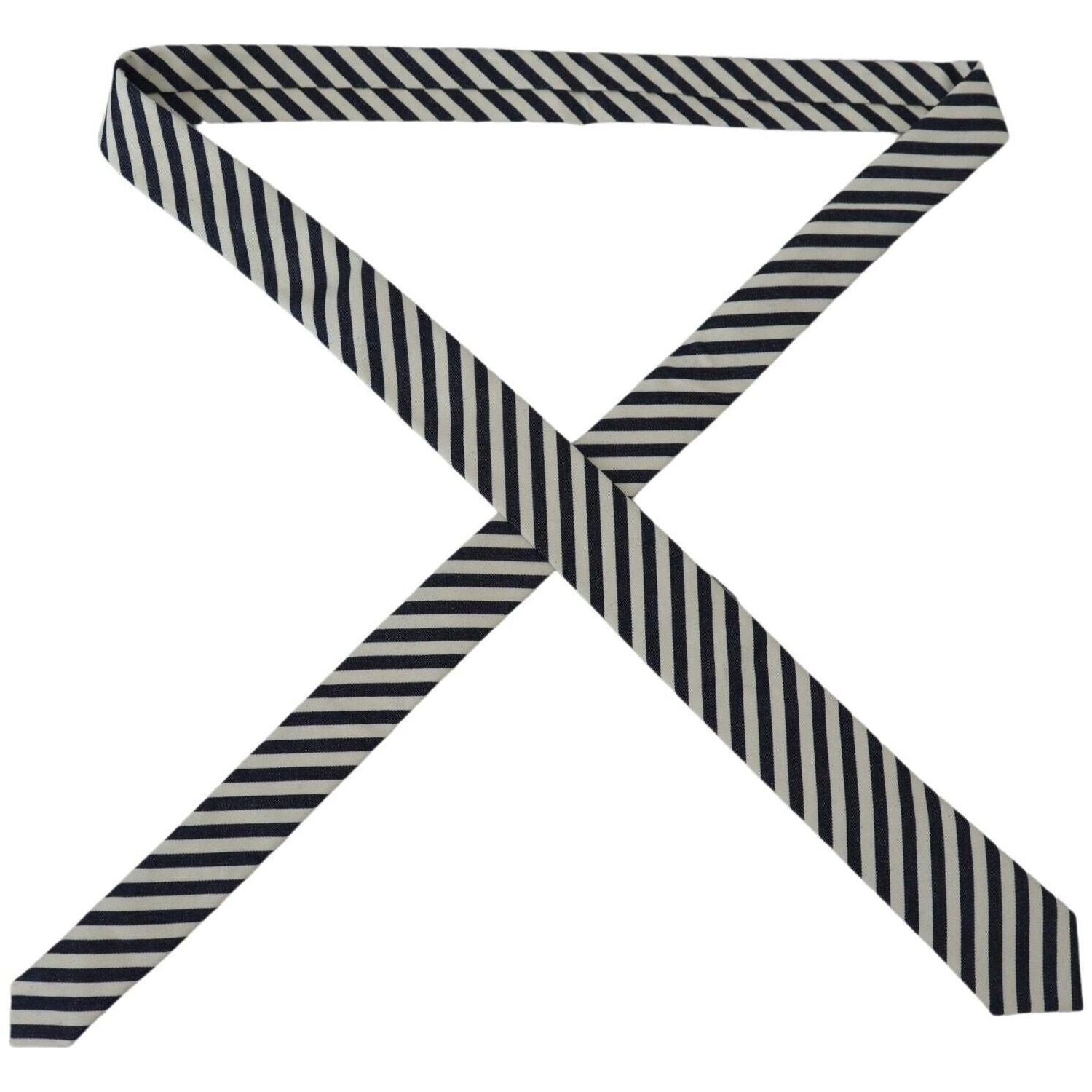 Denny Rose White Blue Striped Classic Adjustable Men Silk Tie