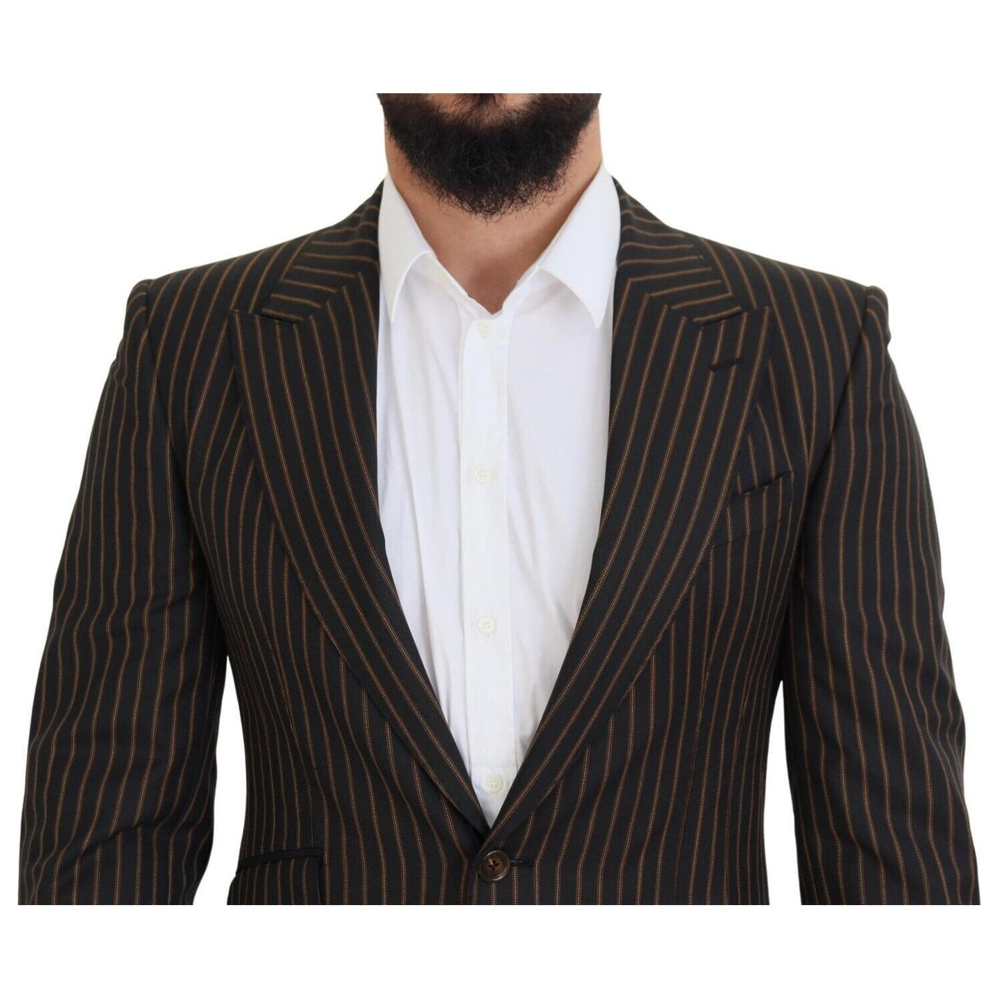 Dolce & Gabbana Black Brown Stripes Single Breasted Blazer JKT3440 - 48