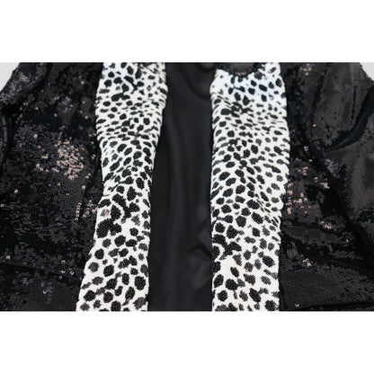 Dolce & Gabbana Black Sequined Cow Pattern Nylon Blazer