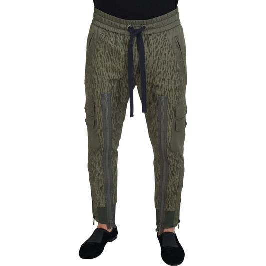 Dolce & Gabbana Green Striped Cargo Zipper Leg Men Trouser Pants PAN74247 - 48