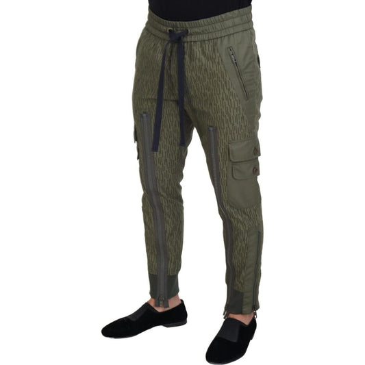 Dolce & Gabbana Green Striped Cargo Zipper Leg Men Trouser Pants PAN74247 - 48