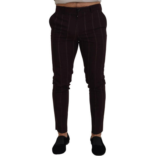 Dolce & Gabbana Brown Striped Men Trousers Cotton Pants PAN74383 - 48