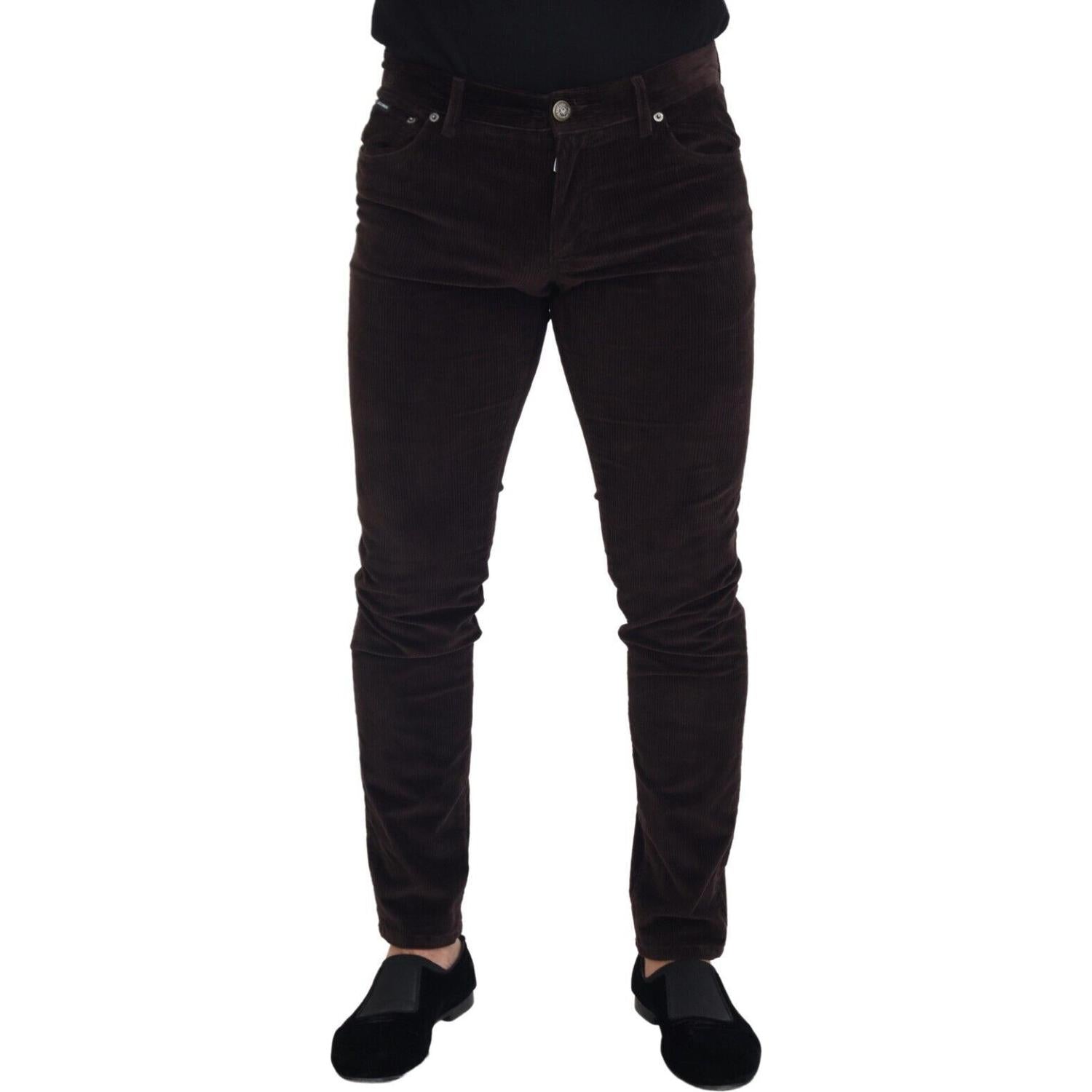 بنطلون دولتشي آند غابانا الأنيق المصنوع من مزيج الحرير باللون البني