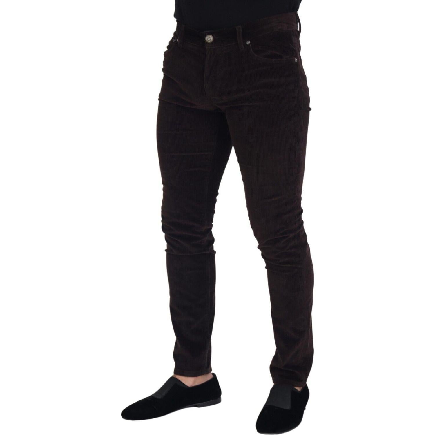 بنطلون دولتشي آند غابانا الأنيق المصنوع من مزيج الحرير باللون البني