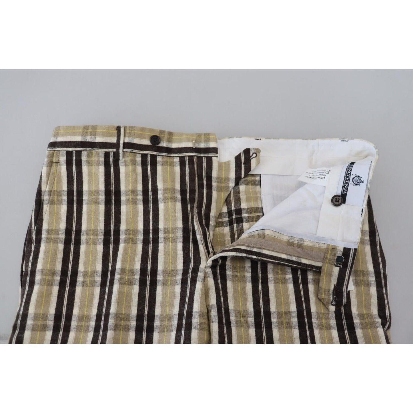 BENCIVENGA Multicolor Checkered Cotton Straight Fit Men Pants PAN71617 - 54