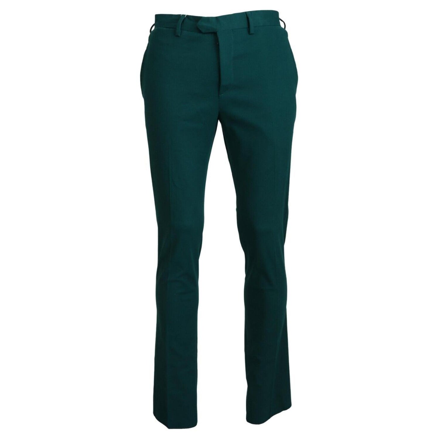 BENCIVENGA Green Straight Fit Men Formal Trousers Pants