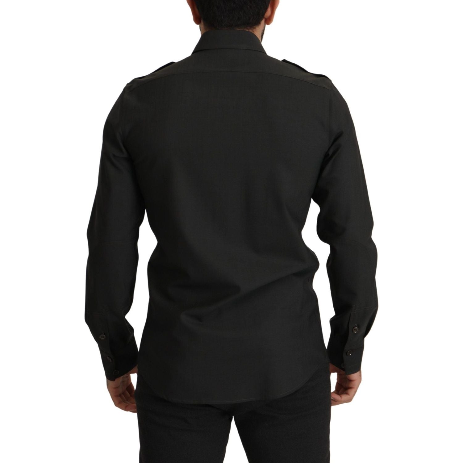 قميص دولتشي آند غابانا الأنيق المصنوع من القطن باللون الأخضر الداكن