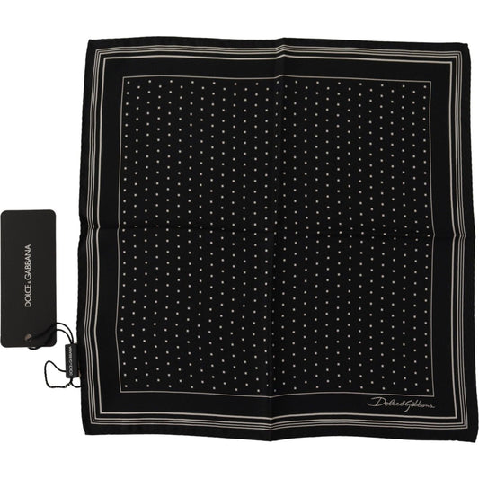 Dolce & Gabbana Black Polka Dots DG Logo Square Handkerchief MS6268