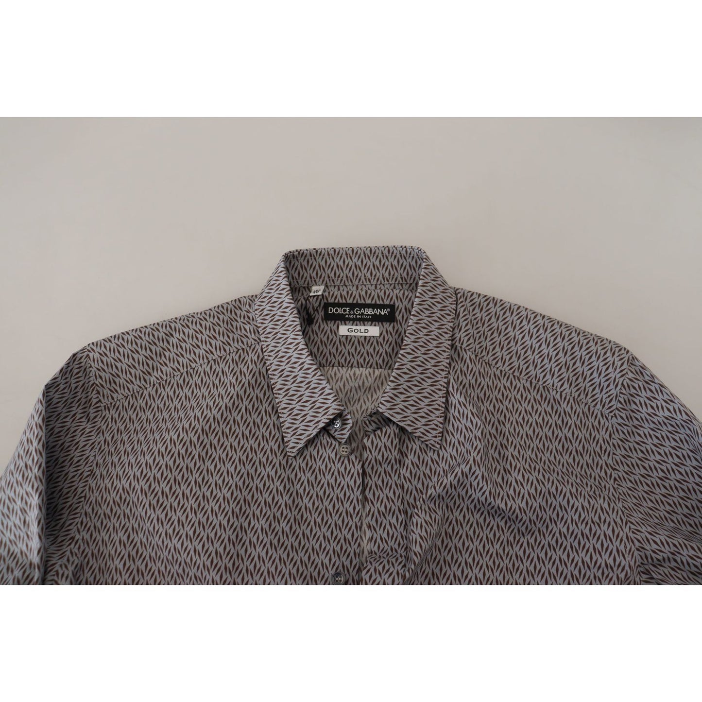 Dolce & Gabbana Gray Brown GOLD Slim Fit Dress Formal Shirt
