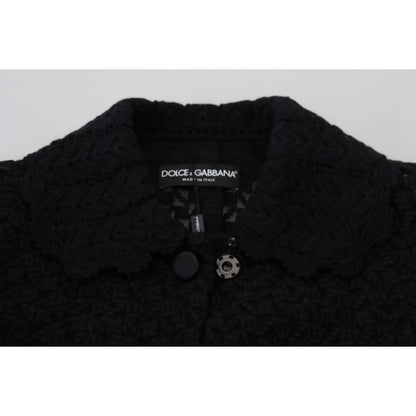 Dolce & Gabbana Black Button Down Long Blazer Cotton Jacket