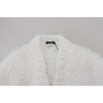 Dolce & Gabbana White Long Sleeves Fringes Cardigan Jacket