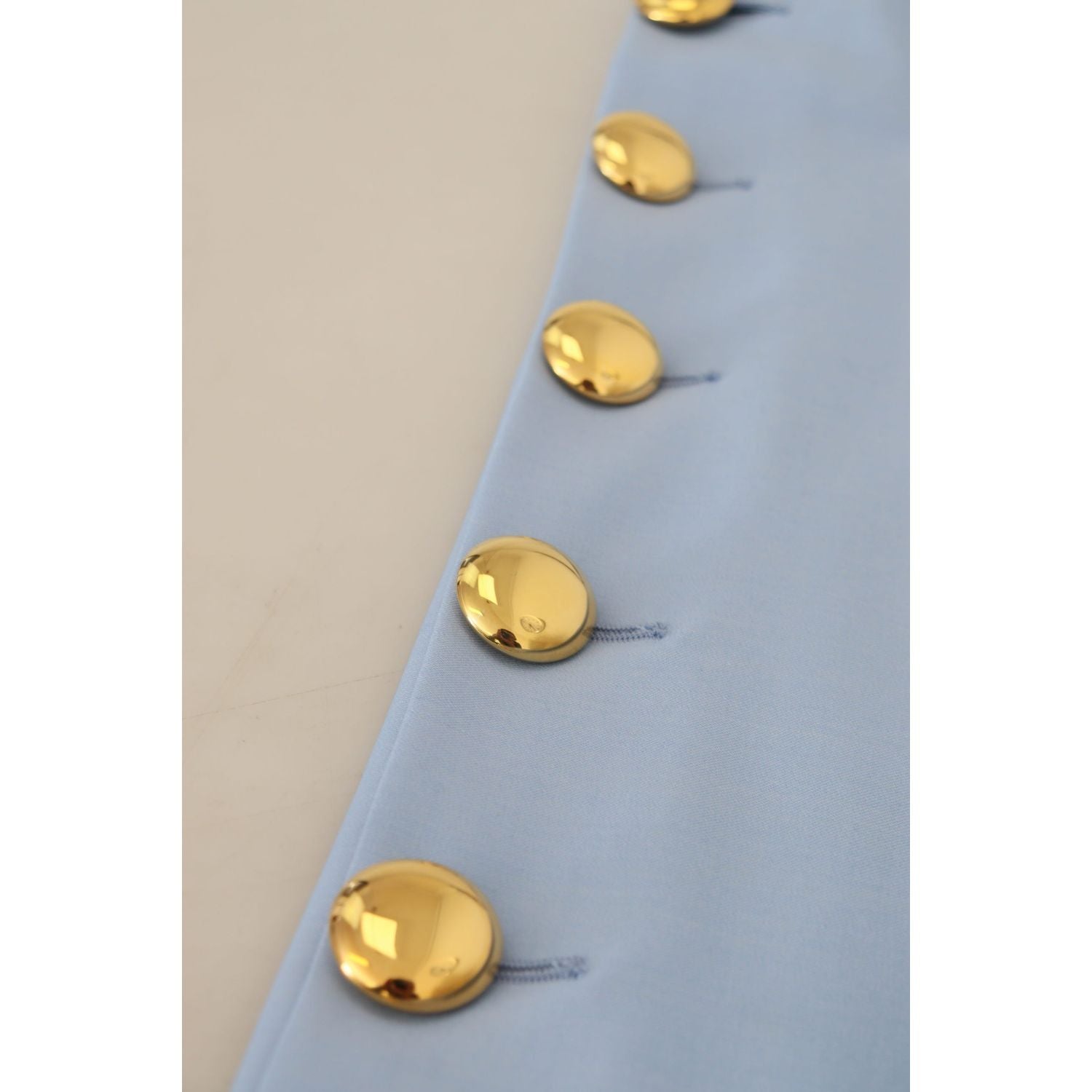 优雅的浅蓝色羊毛丝混纺裤