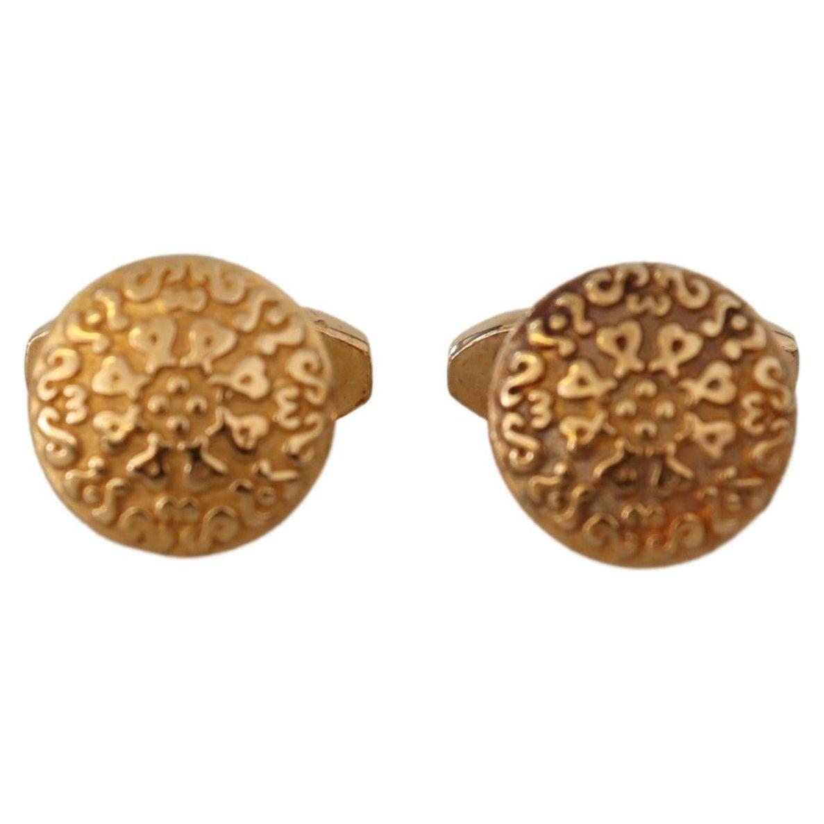 Dolce & Gabbana Gold Plated Brass Round Pin Men Cufflinks SMY100976