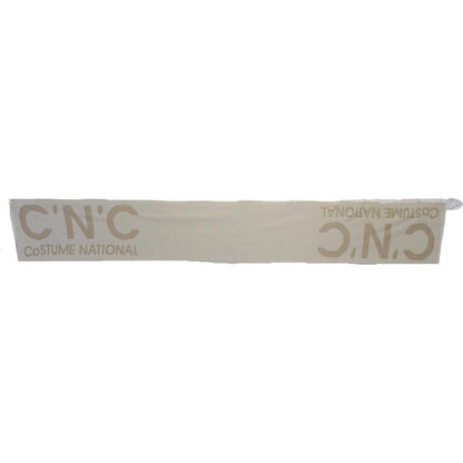 Costume National Beige White Logo Wrap Warmer Shawl Scarf