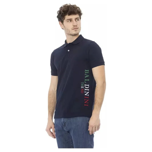 Baldinini Trend Blue Cotton Men Polo Shirt BA-23209-3XL