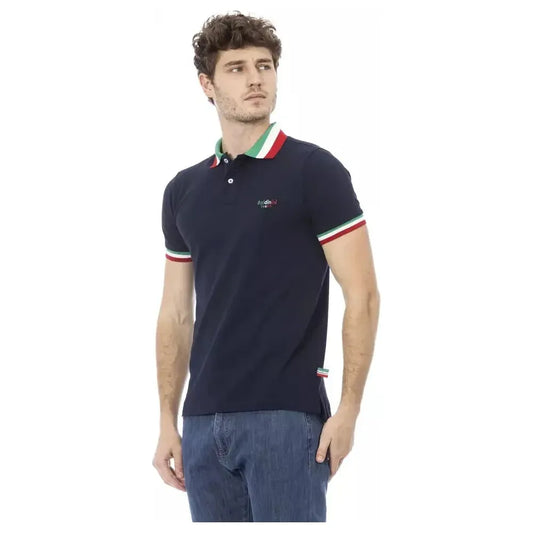 Baldinini Trend Blue Cotton Men Polo Shirt BA-23201-3XL