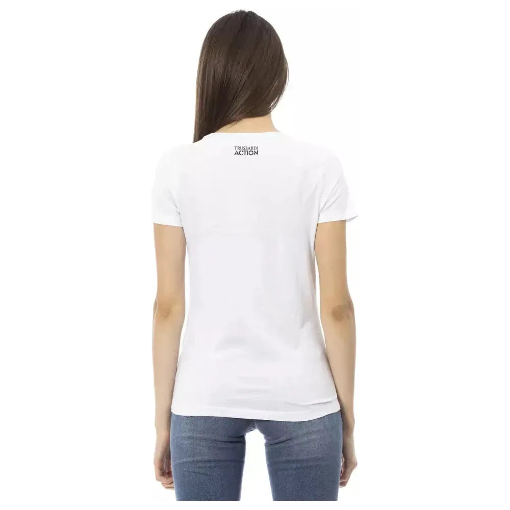 Trussardi Action White Cotton Women T-Shirt TR-23032-XS