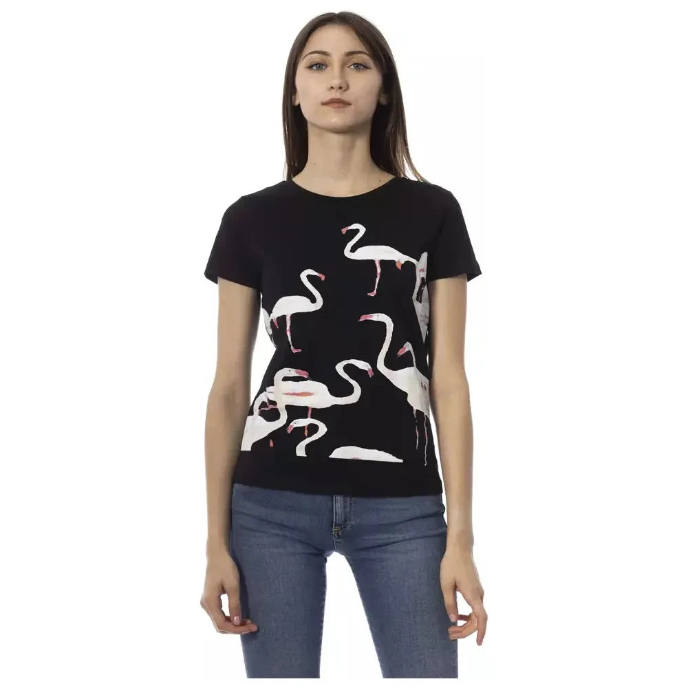 تي شيرت Trussardi Action Chic باللون الأسود بأكمام قصيرة ورقبة دائرية