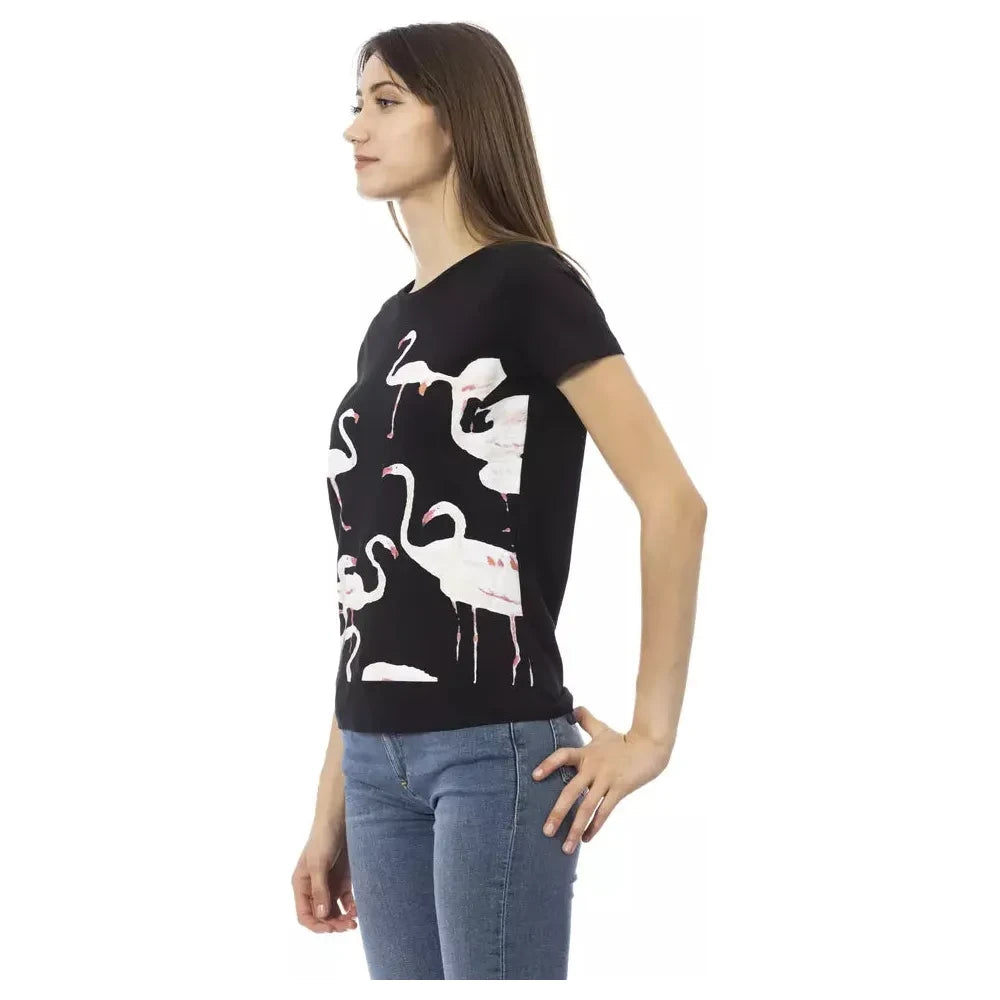 تي شيرت Trussardi Action Chic باللون الأسود بأكمام قصيرة ورقبة دائرية