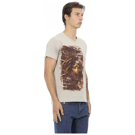 Trussardi Action Beige Cotton Men T-Shirt TR-22887-S