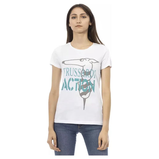 Trussardi Action Chic White Printed Tee: Summer Wardrobe Essential TRAC-22999-M-FBB-119