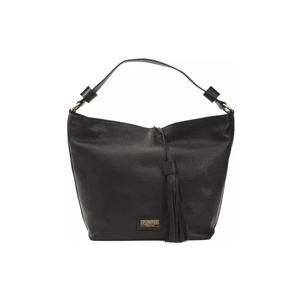 Pompei Donatella Black Leather Shoulder Bag