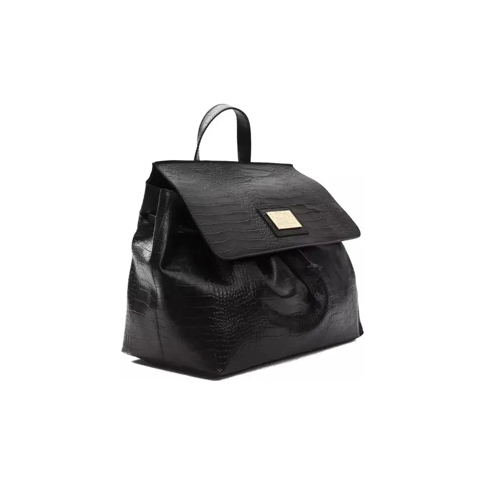 Pompei Donatella Black Leather Shoulder Bag