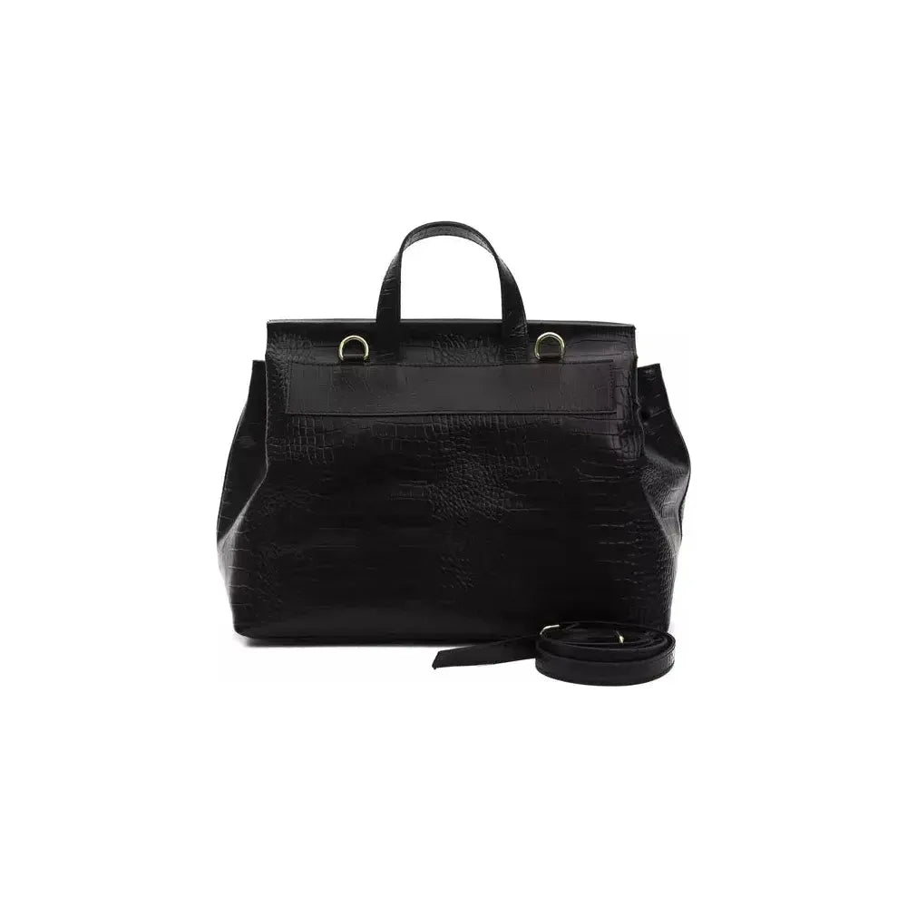 Pompei Donatella Black Leather Shoulder Bag
