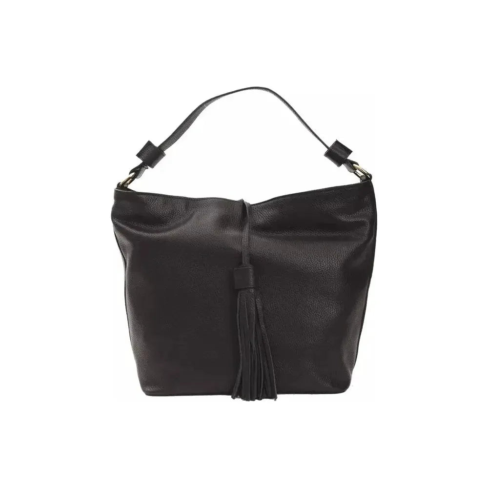 Pompei Donatella Black Leather Shoulder Bag