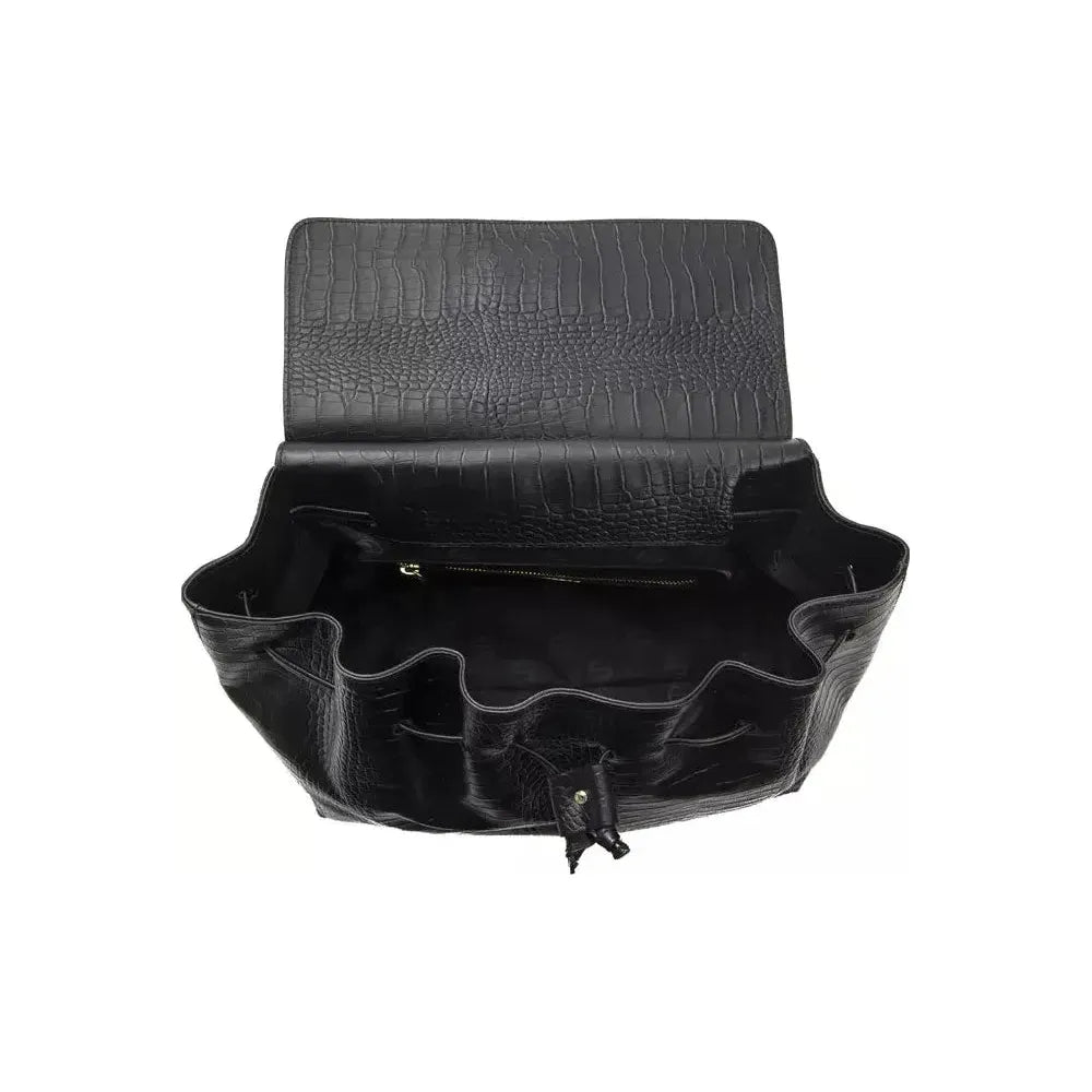 Pompei Donatella Black Leather Shoulder Bag