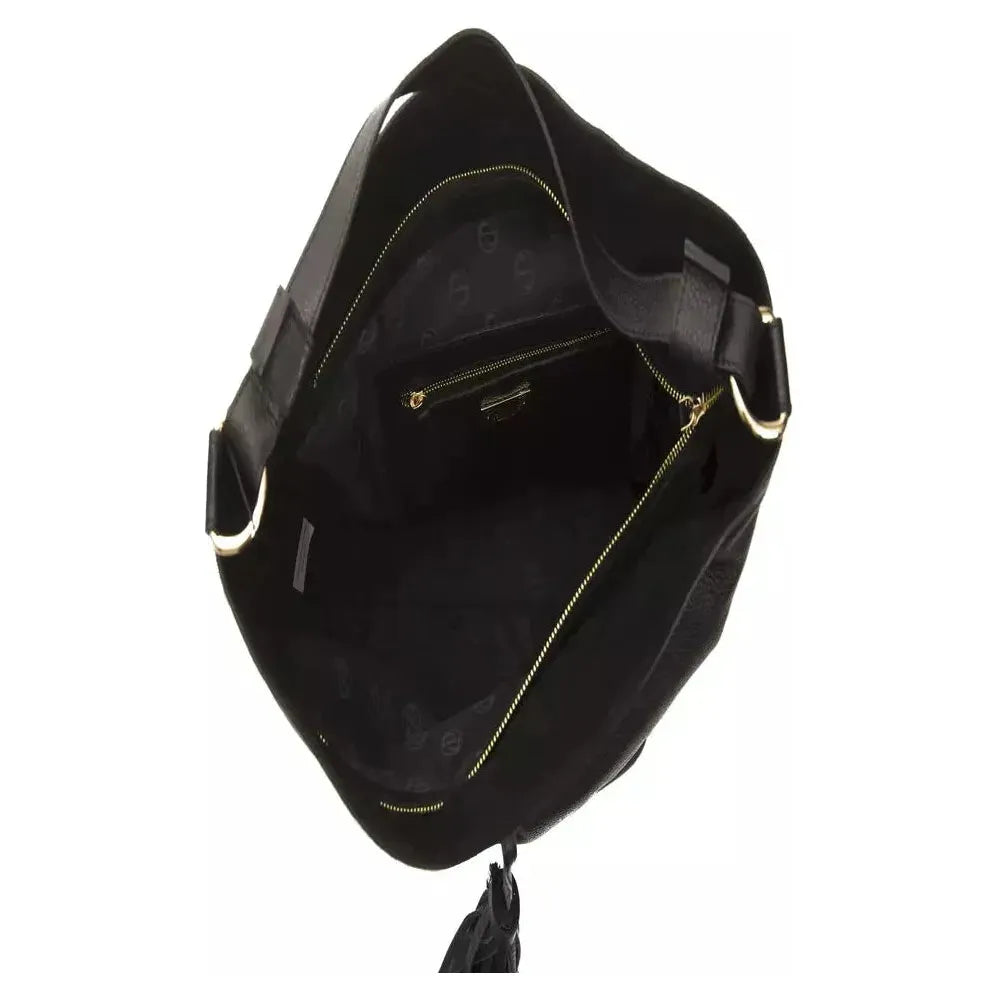 Pompei Donatella Black Leather Shoulder Bag