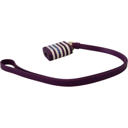 Dolce & Gabbana Purple Leather Strap Gold Metal Logo Airpods Case