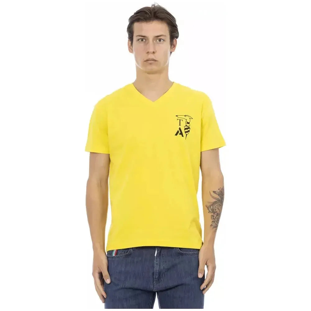 تي شيرت رجالي من القطن باللون الأصفر من Trussardi Action