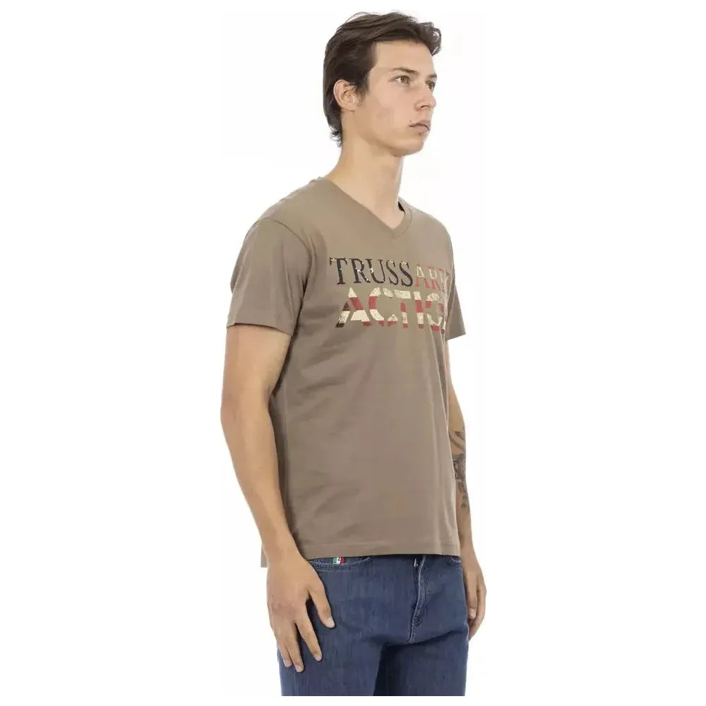 تي شيرت رجالي من القطن باللون البني من Trussardi Action