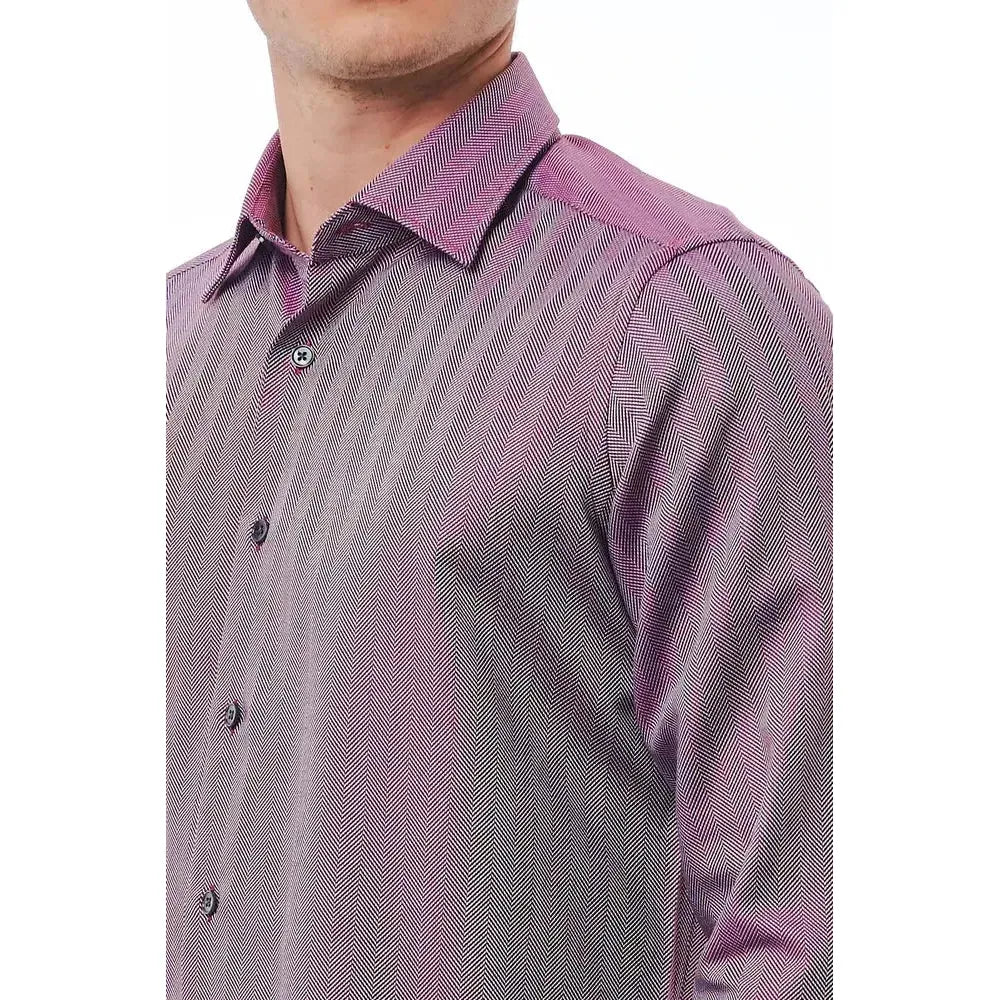 Bagutta Burgundy Cotton Men Shirt BA-21393-S