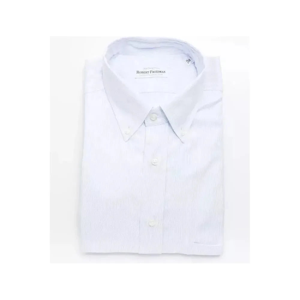 Robert Friedman Light Blue Cotton Men Shirt RO-20467-M