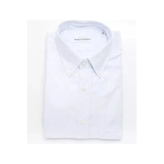 Robert Friedman Light Blue Cotton Men Shirt RO-20467-M