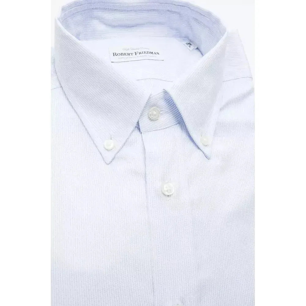 Robert Friedman Light Blue Cotton Men Shirt RO-20467-M
