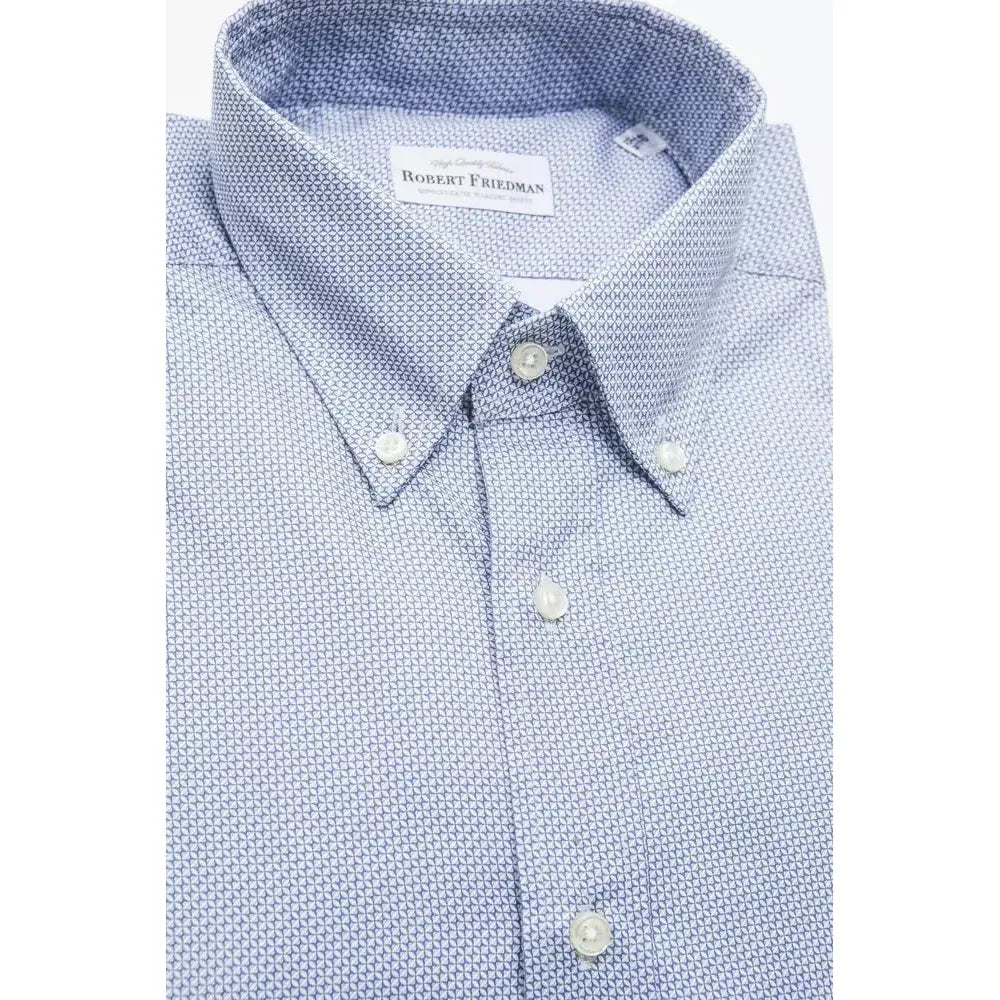 Robert Friedman Light Blue Cotton Men Shirt RO-20461-M