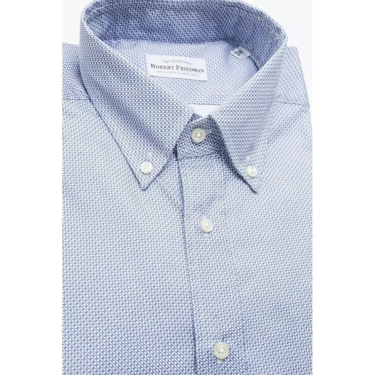 Robert Friedman Light Blue Cotton Men Shirt RO-20461-M