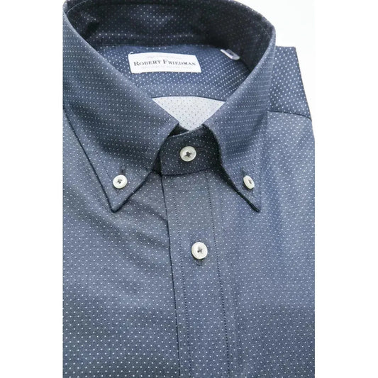 Robert Friedman Blue Cotton Men Shirt RO-20460-M