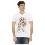 Trussardi Action White Cotton Men's V-Neck T-Shirt TR-22832-S